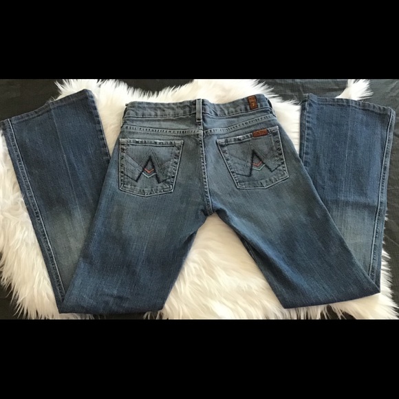 7 For All Mankind Denim - 7 For All Mankind Blue & Pink A Pocket Bootcut